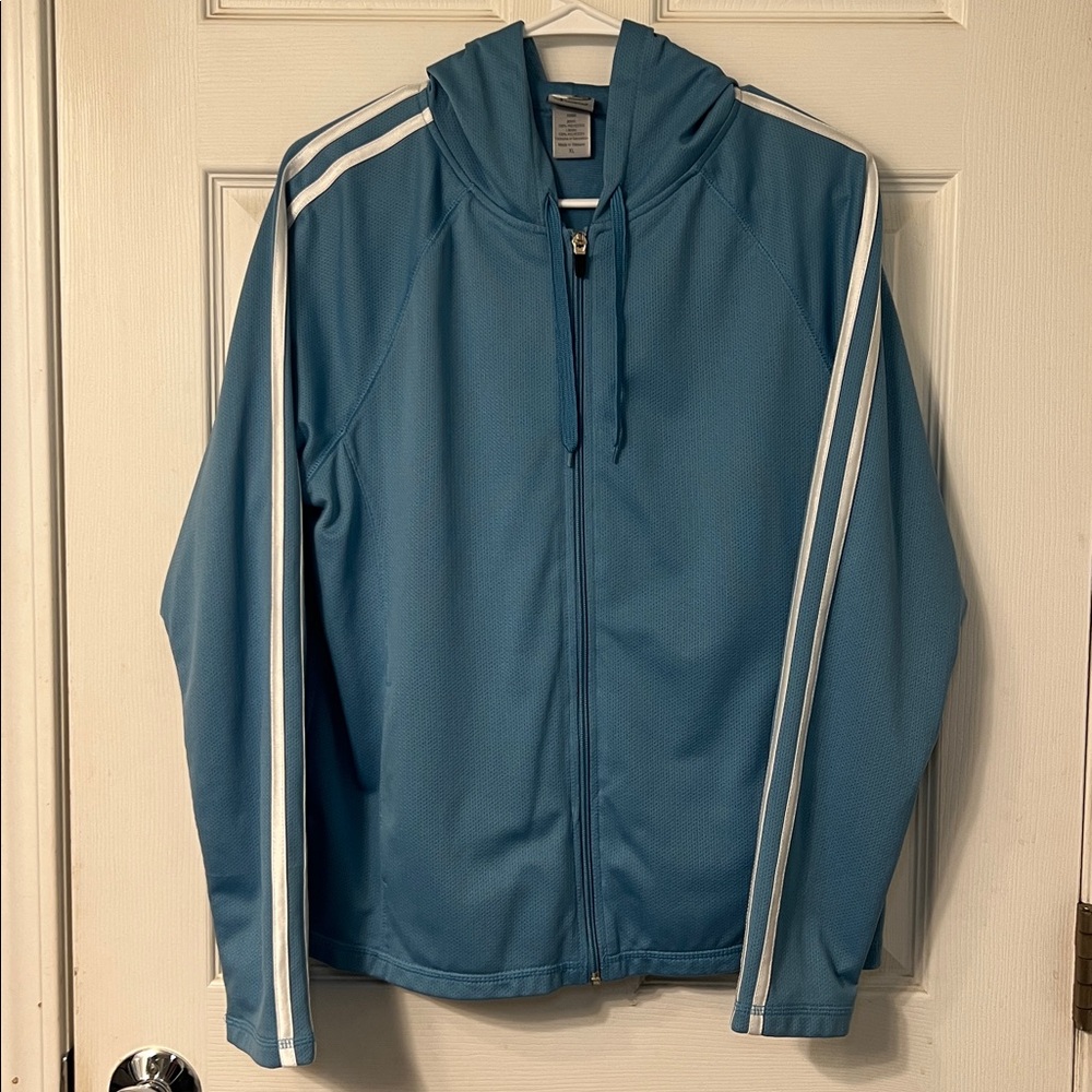 Champion Women XL Track Jacket Full Zip Blue Hoodie Stripe Athletic Athleisure
